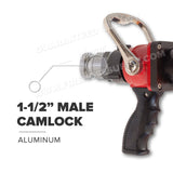 1-1/2" Camlock Male Hose Nozzle Pistol Grip 95 GPM Black Knight