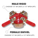 Brass Wye Valve 2-1/2" Female Inlet x 1-1/2" Male Outlets