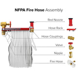 Fire Hose Pin Rack Assembly 1-1/2" x 75 Feet (Red Nozzle)