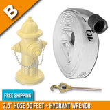 Fire Hydrant Hose Package:(B) - 2.5" Inch Hydrant Hose 50 Feet + Hydrant Wrench:FireHoseSupply.com
