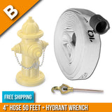 Fire Hydrant Hose Package:(B) - 4" Inch Hydrant Hose 50 Feet + Hydrant Wrench:FireHoseSupply.com