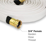 3/4" Inch Brush Fire Hose (Brass GHT Fittings) White