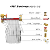 1-1/2" Fire Hose Pin Rack Assembly (Brass Nozzle)