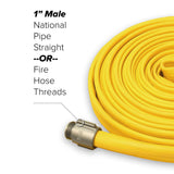 1" Inch Yellow Rubber Garden Fire Hose (Aluminum Pipe Fittings)