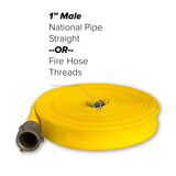 1" Inch Yellow Garden Fire Hose (Aluminum Pipe Fittings)