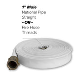 1" Inch White Garden Fire Hose (Aluminum Pipe Fittings)