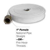 1" Inch Brush Fire Hose (Aluminum Pipe Fittings) White