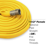 1-1/2" Inch Rubber Wildland Fire Hose (Aluminum Pipe Fittings) Yellow