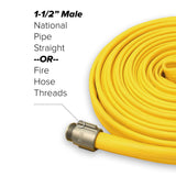 1-1/2" Inch Rubber Brush Fire Hose (Aluminum Pipe Fittings) Yellow