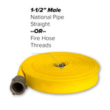 1-1/2" Inch Wildland Fire Hose (Aluminum Pipe Fittings) Yellow