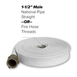 1-1/2" Inch Brush Fire Hose (Aluminum Pipe Fittings) White