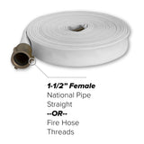 1-1/2" Inch Brush Fire Hose (Aluminum Pipe Fittings) White