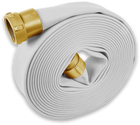 White 2-1/2" x 20' Feet Double Jacket Fire Hose (Double Brass NST Female Fittings):FireHoseSupply.com